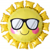 Шар (31''/79 см) Фигура, Солнце в солнечных очках, Желтый, 1 шт. 