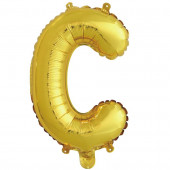 Шар с клапаном (16''/41 см) Мини-буква, С, Золото, 1 шт. в упак. 