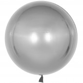 Шар с клапаном (18''/46 см) Сфера 3D, Deco Bubble, Серебро, Хром, 10 шт. 