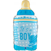 Шар (29''/74 см) Фигура, Бутылочка для малыша мальчика, Голубой, 1 шт. 