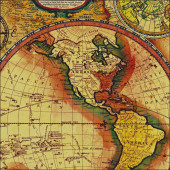 Упаковочная бумага, Крафт (0,7*10 м) Карта мира, 1 шт.