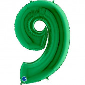 Шар (40''/102 см) Цифра, 9, Зеленый, 1 шт. 