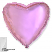 Шар (18''/46 см) Сердце, Светло-розовый, 1 шт. в упак. 