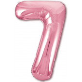 Шар (40''/102 см) Цифра, 7 Slim, Розовый фламинго, 1 шт. в упак. 