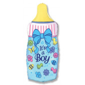 Шар (13''/33 см) Мини-фигура, Бутылочка для малыша мальчика, Голубой, 1 шт. 
