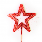 Фигура из пенопласта Звезда, Контур, Красный, Металлик, 10 см, с блестками, 1 шт.