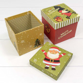 Набор коробок Веселый Дед Мороз, Красный/Зеленый, 11*11*11 см, 4 шт.