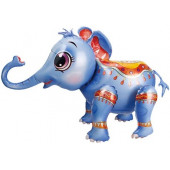 Шар (28''/71 см) Ходячая Фигура, Маленький слоненок, Голубой, 1 шт. в упак. 