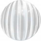 Шар (18''/46 см) Сфера 3D, Deco Bubble, Серебряные полосы, Прозрачный, Кристалл, 1 шт. в упак. 