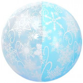 Шар (22''/56 см) Сфера 3D, Снежинки, Голубой/Прозрачный, 1 шт. 