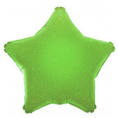 Шар (17''/43 см) Мини-звезда, Зеленый, Голография, 1 шт. 