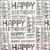 Упаковочная бумага, Крафт (0,7*1 м) Happy Birthday (шрифты), Черный, 1 шт.
