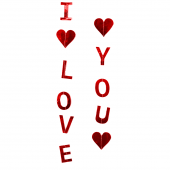 Гирлянда-подвеска I love you (сердца), Красный, Металлик, 150 см, 1 шт.