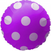 Шар (18''/46 см) Круг, Белые точки, Фиолетовый, 1 шт. 
