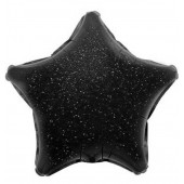 Шар (17''/43 см) Мини-звезда, Черный, Голография, 1 шт. 