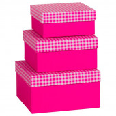 Набор коробок Стильная клетка, Розовый, 17*17*9 см, 3 шт.