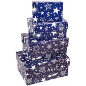 Набор коробок Звезды, Темно-синий, 30*20*8 см, 4 шт.