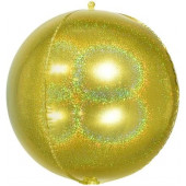Шар (24''/61 см) Сфера 3D, Золото, Голография, 1 шт. 