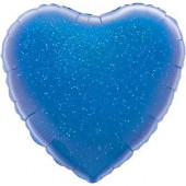 Шар (18''/46 см) Сердце, Синий, Голография, 1 шт. 
