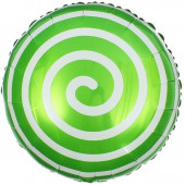 Шар (18''/46 см) Круг, Леденец Спираль, Зеленый, 1 шт. 