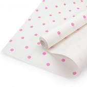 Упаковочная бумага, Крафт 70гр (0,55*10 м) Розовые точки, Белый, 1 шт.