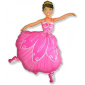 Шар (40''/102 см) Фигура, Балерина, Розовый, 1 шт. 