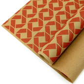 Упаковочная бумага, Крафт 70гр (0,7*10 м) Экошик, Ромбы, Красный, 1 шт.