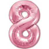 Шар (40''/102 см) Цифра, 8 Slim, Розовый фламинго, 1 шт. в упак. 