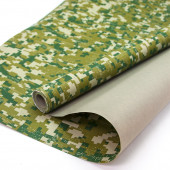 Упаковочная бумага, Крафт (0,7*10 м) Камуфляж, Пиксели, Зеленый, 1 шт.