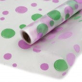 Упаковочная матовая пленка (0,6*10 м) Antique, Цветные точки, Розовый/Мятный, 1 шт.