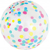 Шар (18''/46 см) Сфера 3D, Deco Bubble, Разноцветное конфетти, Прозрачный, Кристалл, 1 шт. 