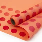 Упаковочная матовая пленка (0,6*10 м) Модные точки, Персиковый/Красный, 1 шт.