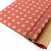 Упаковочная бумага, Крафт 40гр (0,7*10 м) Верже, Точки, Розовый, 1 шт.