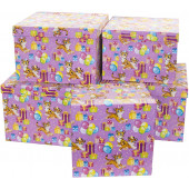 Набор коробок Тигрята с подарками, Розовый, 30*30*20 см, 5 шт.