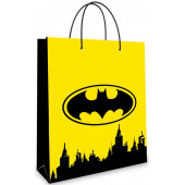 Пакет подарочный, Бэтмен и ночной город, Желтый, 23*18*10 см, 1 шт.