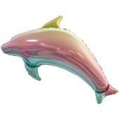 Шар с клапаном (17''/43 см) Мини-фигура, Дельфин, Радужный, Градиент, 1 шт. 