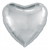 Набор шаров с клапаном (9''/23 см) Мини-сердце, Серебро, 5 шт. в упак. 