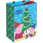 Пакет подарочный, Свинка Пеппа и Новогодняя елочка, 23*18*10 см, 1 шт.