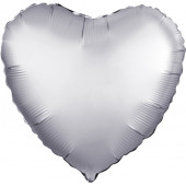 Шар (19''/48 см) Сердце, Платина, Сатин, 1 шт. 