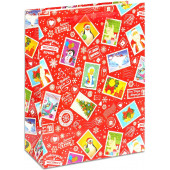 Пакет подарочный, Новогодняя почта, Красный, 32*26*8 см, 1 шт.