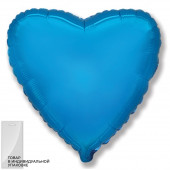 Шар (18''/46 см) Сердце, Синий, 1 шт. в упак. 