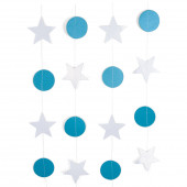 Гирлянда-подвеска Звезда, Микс с кругами, Голубой/Белый, Перламутр, 250 см, 1 шт.