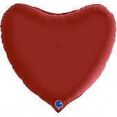 Шар (36''/91 см) Сердце, Рубиновый, Сатин, 1 шт. 