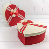 Набор коробок Сердце, Атласный бант, Красный, 31*27*13 см, 3 шт.