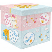 Коробка для воздушных шаров Гендер Пати, Голубой/Розовый, 60*60*60 см, 1 шт.