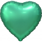 Шар (18''/46 см) Сердце, Зеленый, Сатин, 5 шт. в упак. 