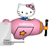 Шар (14''/36 см) Мини-фигура, Hello Kitty, Котенок в самолете, Розовый, 5 шт. в упак. 