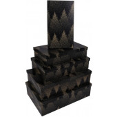 Набор коробок Зимний лес, Черный, 30*20*8 см, 5 шт.