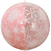 Шар (22''/56 см) Сфера 3D, Снежинки, Розовый/Прозрачный, 1 шт. 