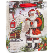 Пакет подарочный, Дед Мороз, Список подарков, с блестками, 23*18*10 см, 1 шт.